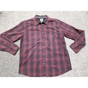 Horny Toad XL Red Black Plaid Flannel Button Long Sleeve Organic Cotton India